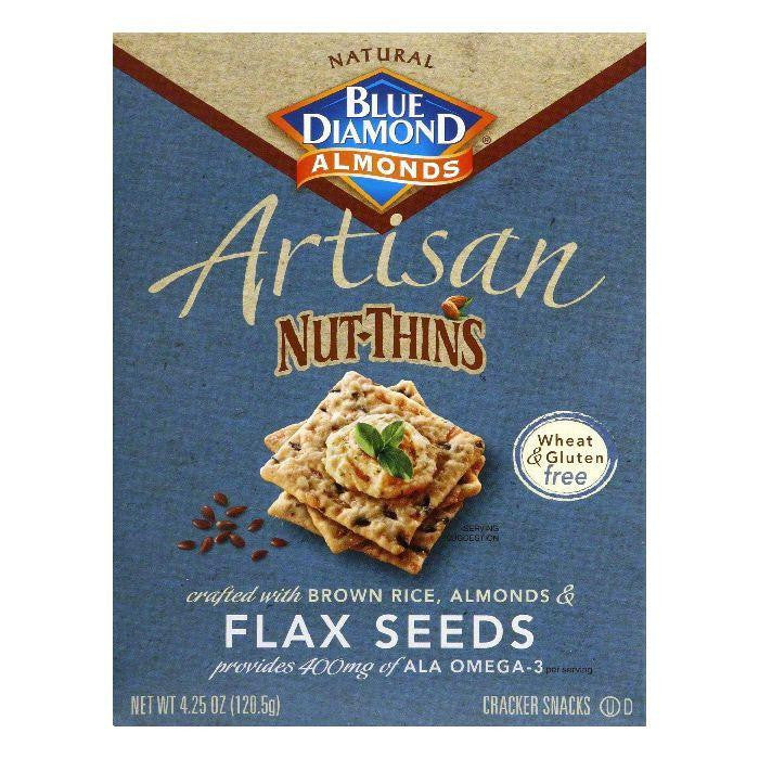 Blue Diamond Gluten Free Brown Rice & Flax Artisan Nut Thin Crackers, 4.25 OZ (Pack of 12)