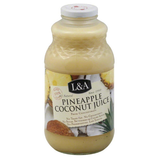 L & A Pineapple Coconut Juice, 32 Fo (Pack of 6)