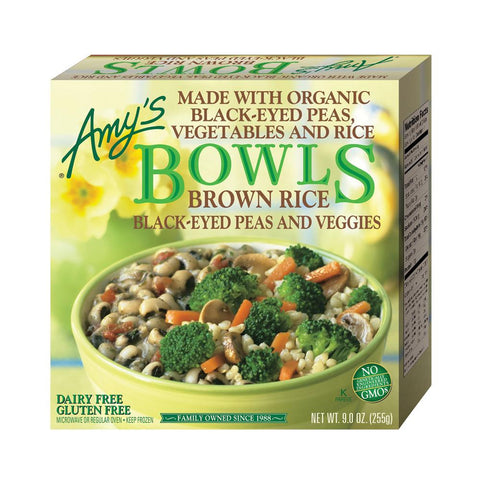 Amy's Kitchen Brown Rice, Black-Eyed Peas & Veggies Bowl, 9 Oz (Pack of 12)