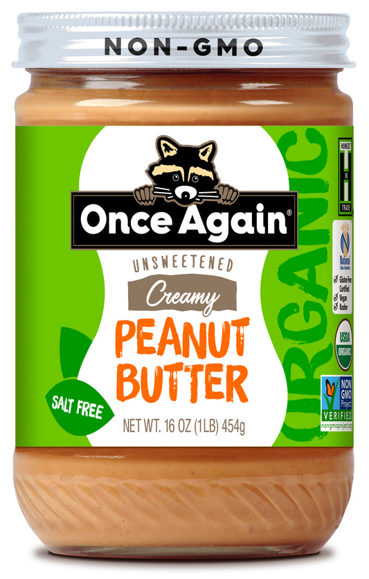 Once Again No Salt Added Creamy Peanut Butter, 16 OZ (Pack of 6)