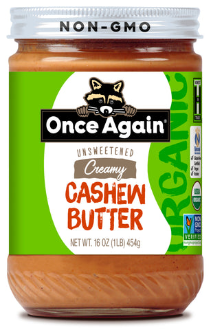 Once Again Nut Butter Cashwe No salt Organic Smooth, 16 OZ (Pack of 6)