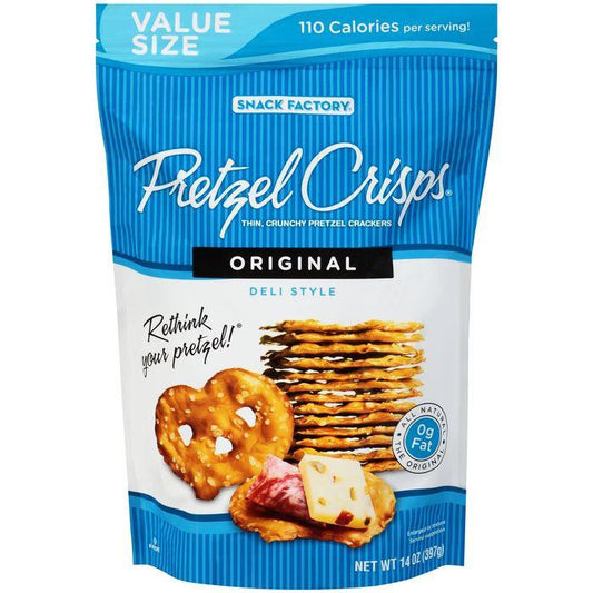 Pretzel Crisps Original Deli Style Pretzel Crackers 14.0 Oz Bag (Pack of 12)