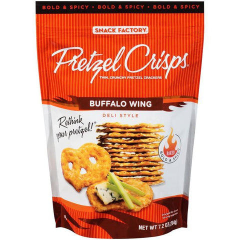 Pretzel Crisps Buffalo Wing Deli Style Pretzel Crackers 7.2 Oz Bag (Pack of 12)