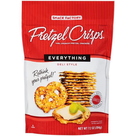 Pretzel Crisps Everything Deli Style Pretzel Crackers 7.2 Oz Bag (Pack of 12)