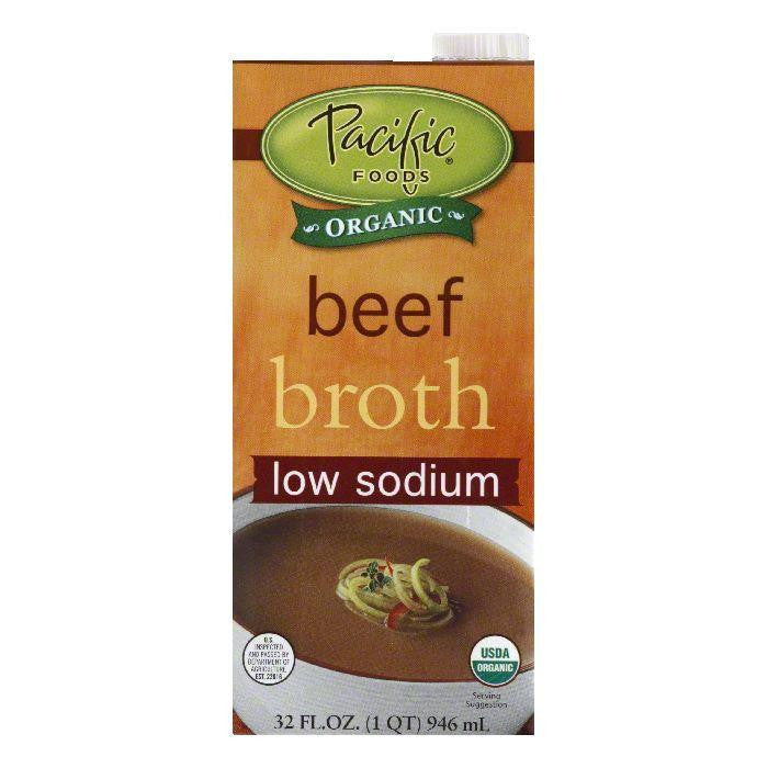 Pacific Foods Organic Low Sodium Beef Broth, 32 OZ (Pack of 12)