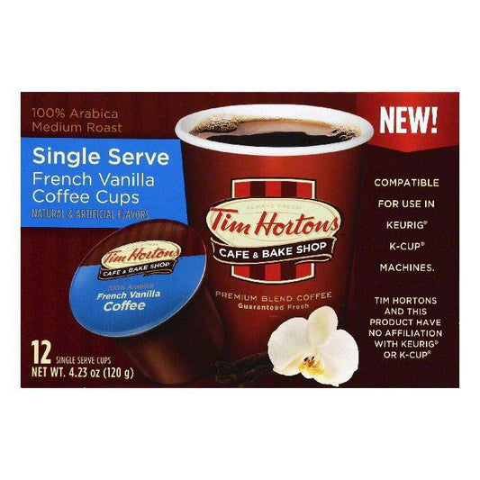 Tim Hortons French Vanilla Medium Roast Single Serve Cups Coffee, 12 ea (Pack of 6)