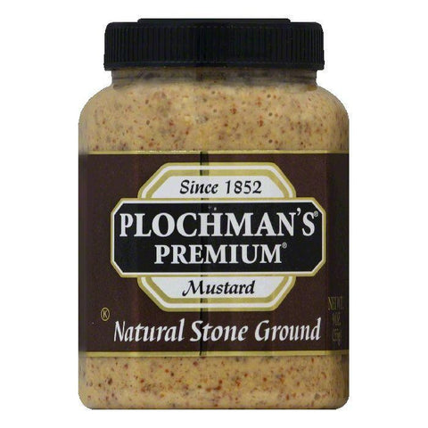 Plochmans Mustard Natural Stone Ground, 9 OZ (Pack of 12)