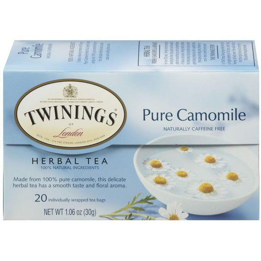 Twinings of London Herbal Pure Camomile Caffeine Free 20 Ct Tea Bags 1.06 Oz (Pack of 6)