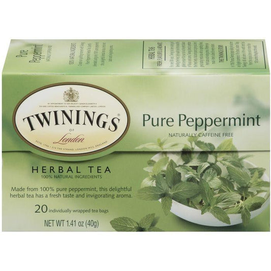 Twinings of London Herbal Pure Peppermint Caffeine Free 20 Ct Tea Bags 1.41 Oz (Pack of 6)