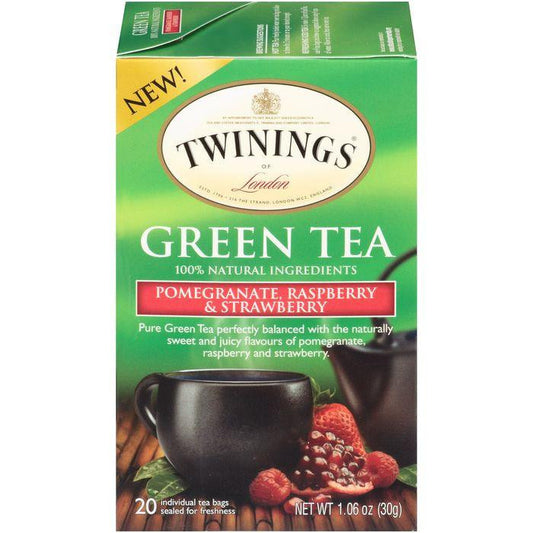 Twinings of London Pomegranate, Raspberry & Strawberry Green Tea Bags 20 ct (Pack of 6)
