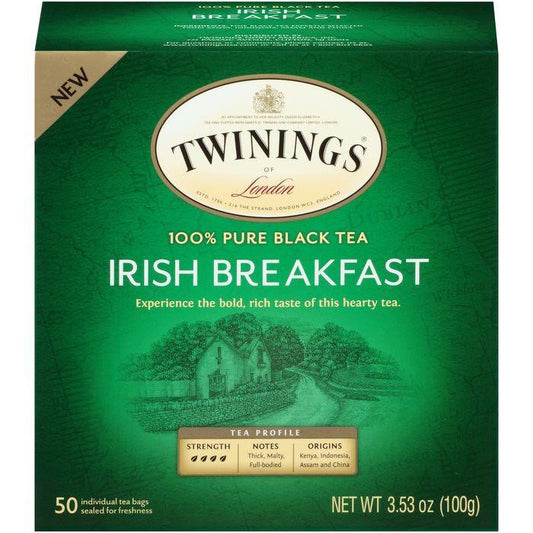 Twinings of London Irish Breakfast 100% Pure Black Tea 3.53 Oz (Pack of 6)