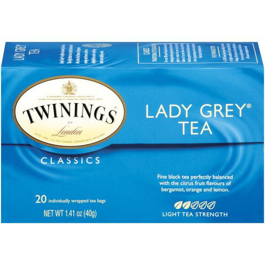 Twinings of London Classics Lady Grey Light Tea Tea Bags 20 Ct (Pack of 6)