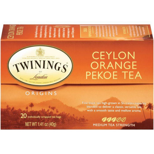 Twinings of London Origins Ceylon Orange Pekoe Medium Tea Bags 20 Ct (Pack of 6)