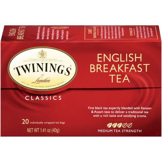 Twinings of London Classics English Breakfast Medium Tea Bags 20 Ct (Pack of 6)