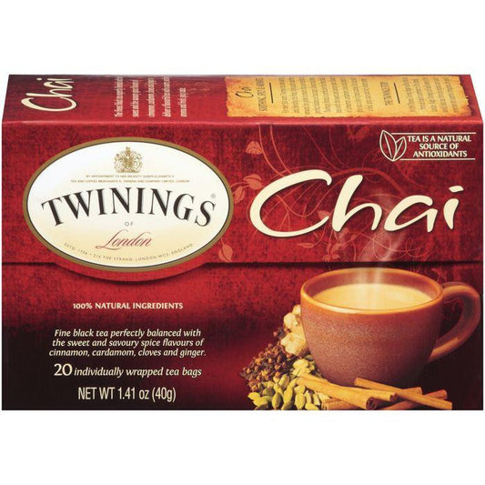 Twinings of London Chai Tea Bags 20 Ct (Pack of 6)