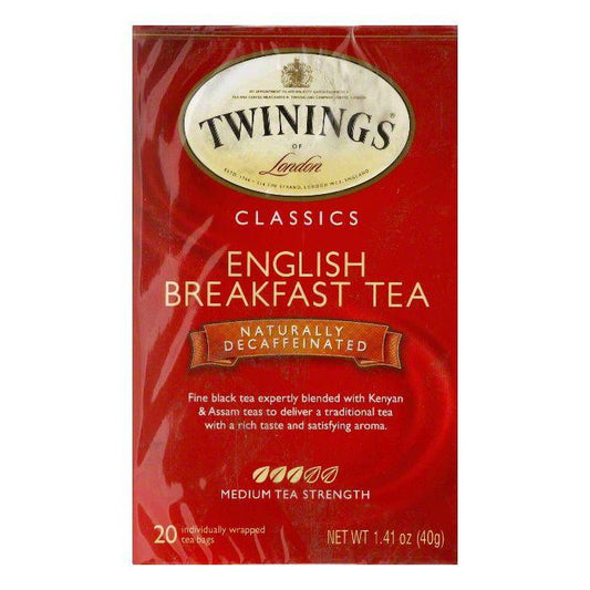 Twinings English Breakfast Decaffeinated Tea, 20 BG (Pack of 6)