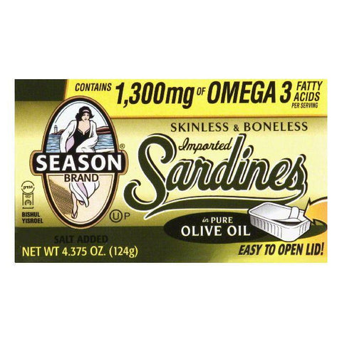 Seasons Sardine Skinless Boneless Club, 4.375 OZ (Pack of 12)
