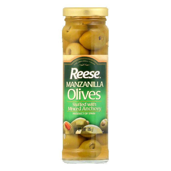 Reese Anchovy Stuffed Olive, 3 OZ (Pack of 12)