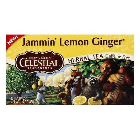 Celestial Seasonings Caffeine Free Jammin' Lemon Ginger Herbal Tea Bags, 20 BG (Pack of 6)