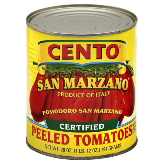 Cento Certified San Marzano Peeled Tomatoes with Basil Leaf, 28 Oz (Pack of 12)