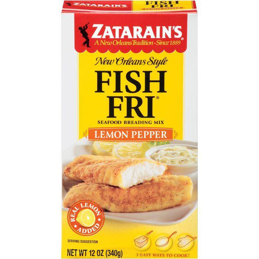Zatarain's Fish-Fri Lemon Pepper Seafood Breading Mix 12 Oz (Pack of 8)