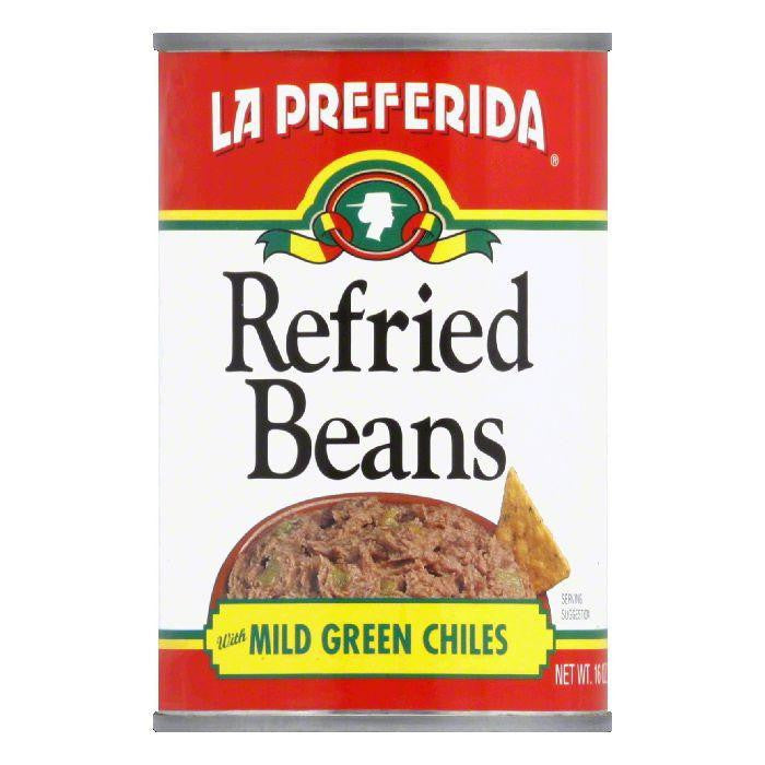 La Preferida Refried Beans Green Chiles, 16 OZ (Pack of 12)