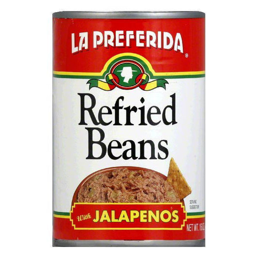 La Preferida Refried Beans Jalapenos, 16 OZ (Pack of 12)