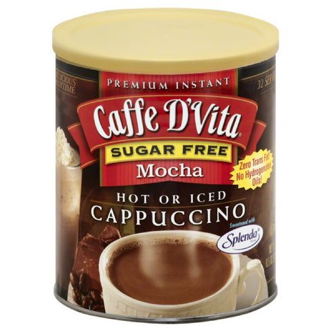 Caffe D Vita Mocha Sugar Free Premium Instant Cappuccino, 8.5 Oz (Pack of 6)