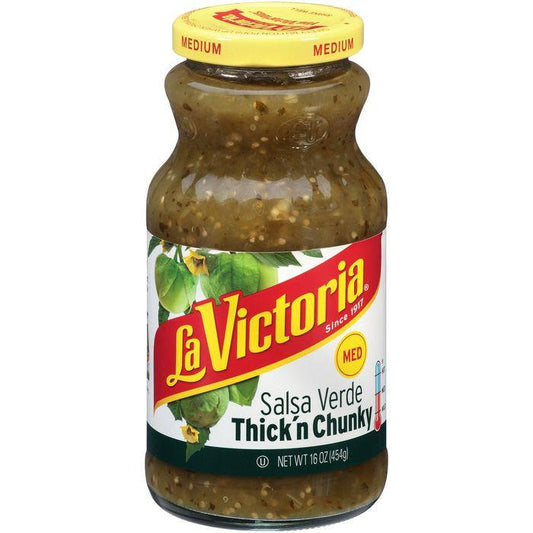 La Victoria Medium Thick'n Chunky Salsa Verde 16 Oz (Pack of 12)