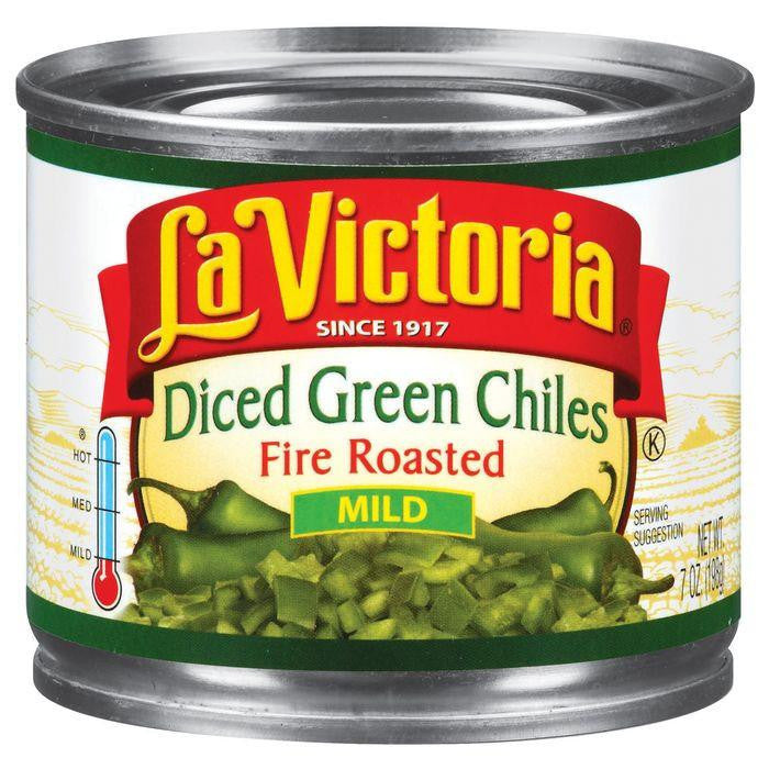 La Victoria Mild Diced Green Fire Roasted Chiles 7 Oz (Pack of 24)