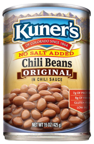 Kuner's Chili Beans No Salt Added, 15oz (Pack of 12)