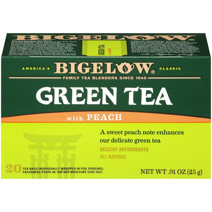 Bigelow Green Tea with Peach 0.91 Oz (Pack of 6)