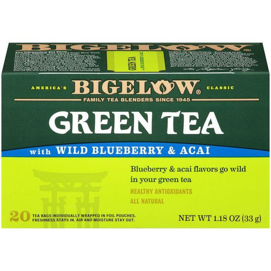 Bigelow Green Tea with Wild Blueberry & Acai 1.18 Oz (Pack of 6)
