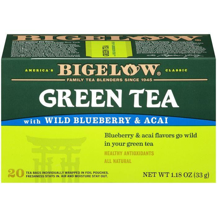 Bigelow Green Tea with Wild Blueberry & Acai 1.18 Oz (Pack of 6)