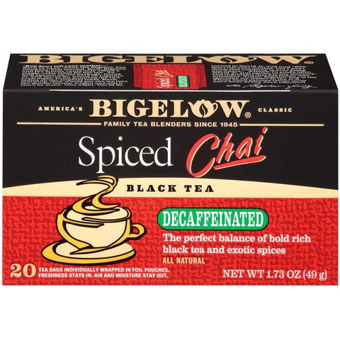 Bigelow Spiced Chai Decaffeinated Tea Bags 1.73 Oz (Pack of 6)