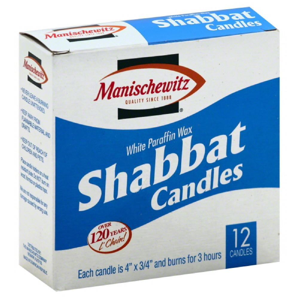 Manischewitz White Paraffin Wax Shabbat Candles, 12 Pc (Pack of 24)