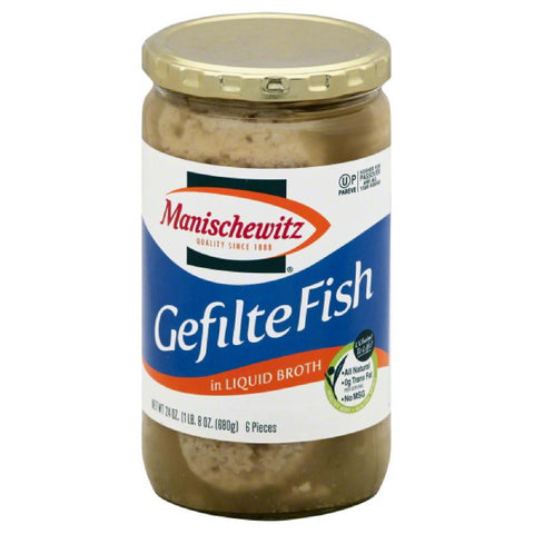 Manischewitz Gefilte Fish In Liquid Broth, 24 Oz (Pack of 6)