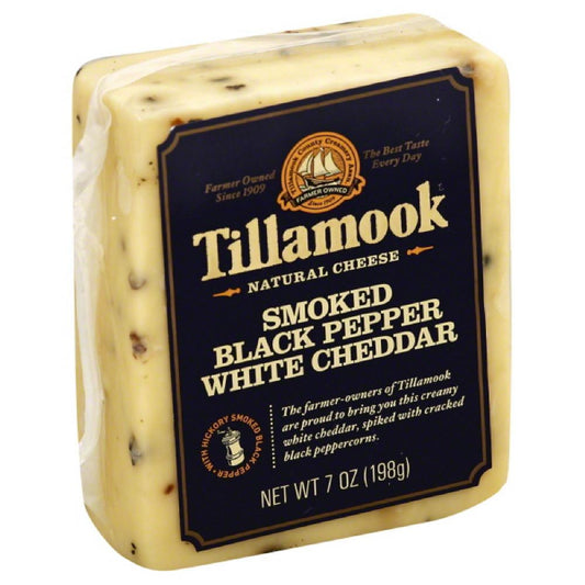 Tillamook Smoked Black Pepper White Cheddar Natural Cheese, 7 Oz (Pack of 12)