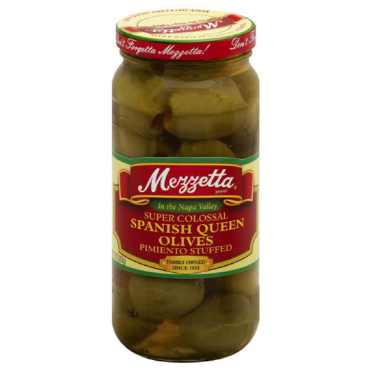 Mezzetta Pimiento Stuffed Super Colossal Spanish Queen Olives, 10 Oz (Pack of 6)