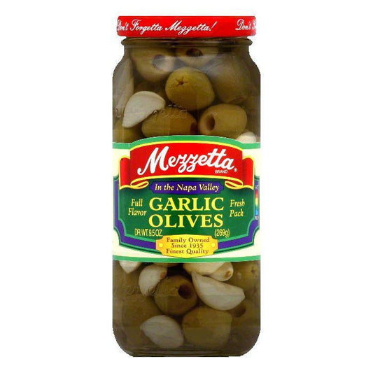 Mezzetta Olives Fresh Garlic, 9.5 OZ (Pack of 6)
