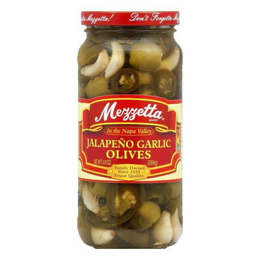 Mezzetta Olives Jalapeno n Garlic, 9.5 OZ (Pack of 6)