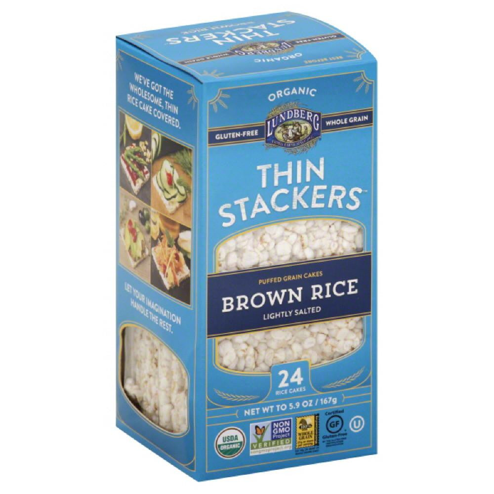 Lundberg Lightly Salted Brown Rice Thin Stackers Rice Cakes, 5.9 Oz (Pack of 6)