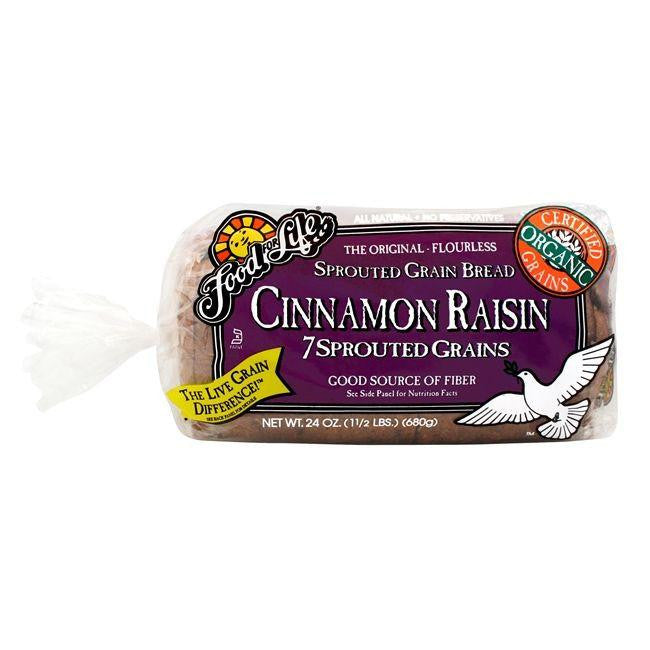 Food For Life Organic 7-Sprouted Whole Grain Cinnamon Raisin Bread, 24 Oz (Pack of 6)
