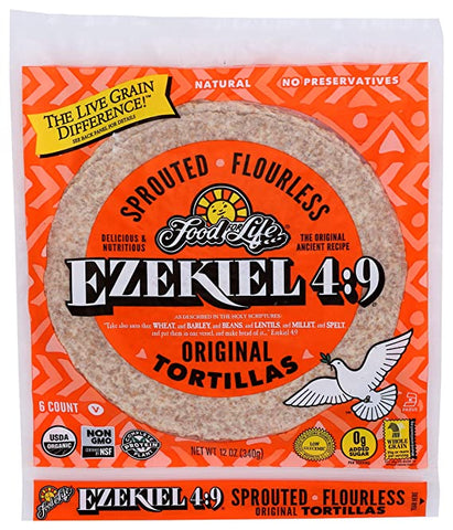 Food For Life Ezekiel 4:9 Sprouted Grain Tortillas, 12 Oz (Pack of 12)