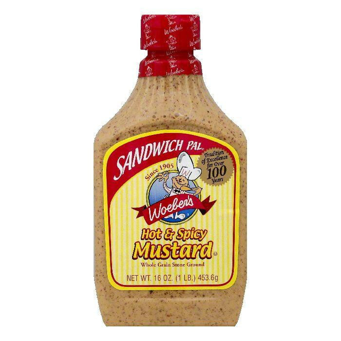 Woebers Hot & Spicy Mustard, 16 OZ (Pack of 6)