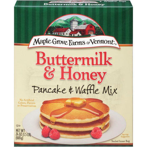 Maple Grove Farms of Vermont Buttermilk & Honey Pancake & Waffle Mix 24 Oz (Pack of 6)