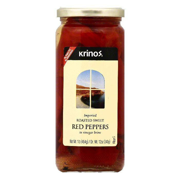 Krinos in Vinegar Brine Roasted Sweet Red Peppers, 1 lb (Pack of 6)