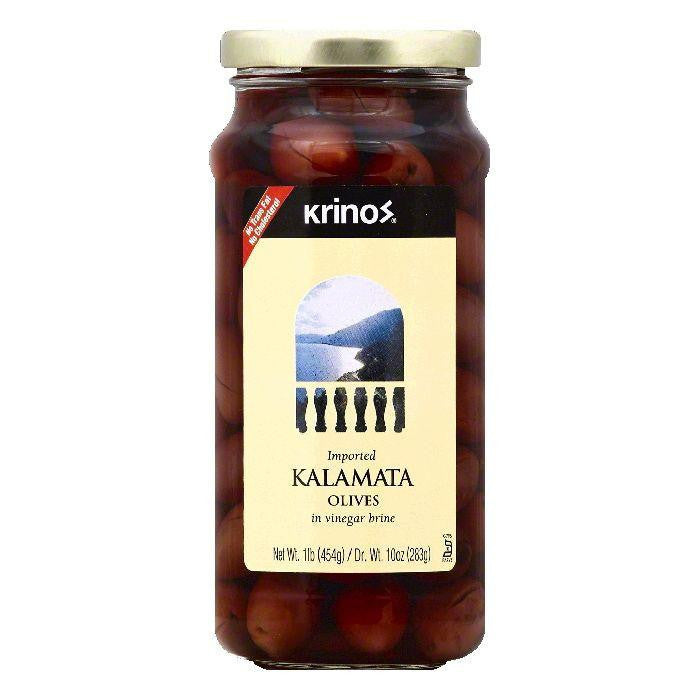 Krinos in Vinegar Brine Kalamata Olives, 1 lb (Pack of 6)