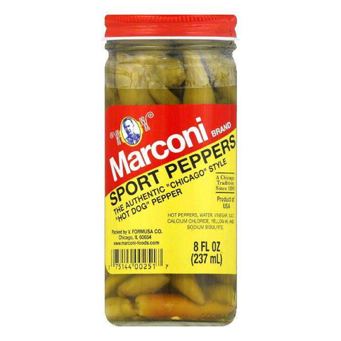 Marconi Whole in Vinegar Sport Peppers, 8 OZ (Pack of 6)