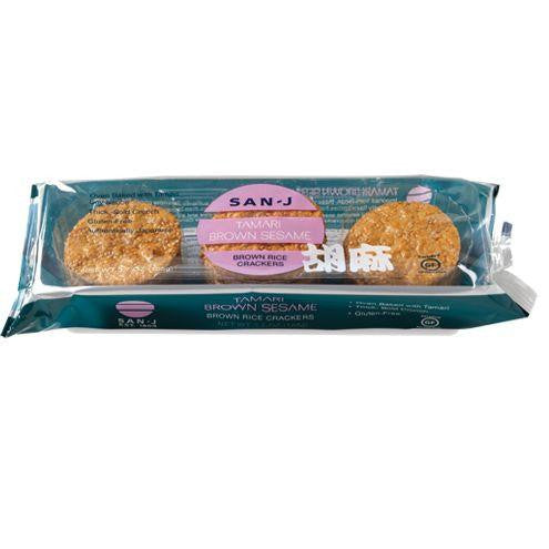 San J Tamari Brown Sesame Brown Rice Crackers, 3.7 OZ (Pack of 12)
